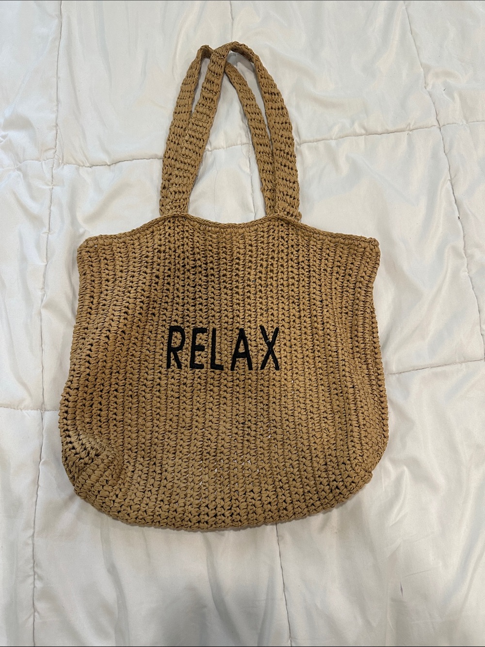 Relax Woven Tote Bag - Tan Beach & Market Bag